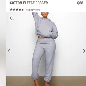 SKIMS Heathered Gray Cotton Fleece Joggers